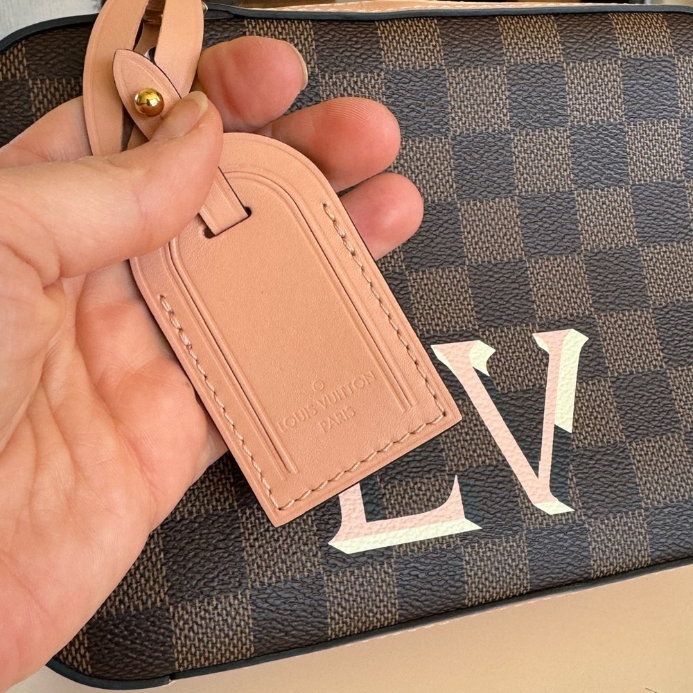 Louis Vuitton Brown Damier Ebene Canvas and Pink Leather Santa Monica Camera Bag - Picture 13 of 16